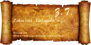 Zabolai Talamér névjegykártya